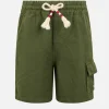 Bermuda da bambino in lino verde militare Marsiglia Jr