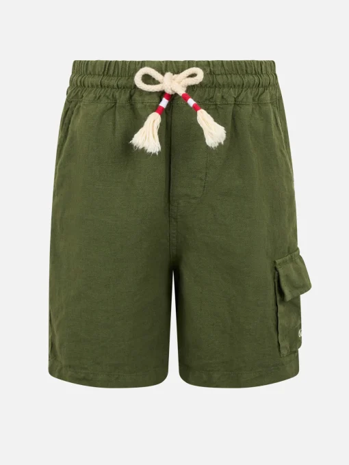 Bermuda da bambino in lino verde militare Marsiglia Jr