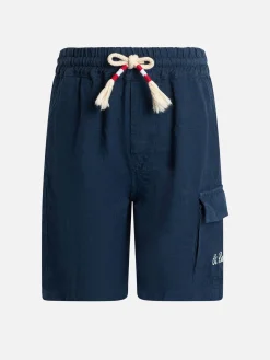 Bermuda da bambino in lino blu navy Marsiglia Jr