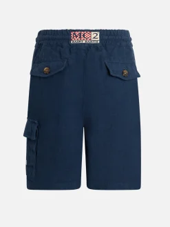 Bermuda da bambino in lino blu navy Marsiglia Jr
