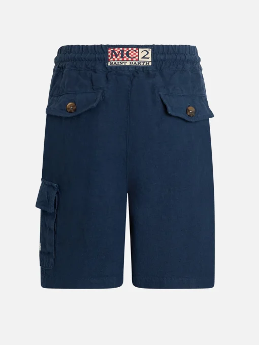 Bermuda da bambino in lino blu navy Marsiglia Jr