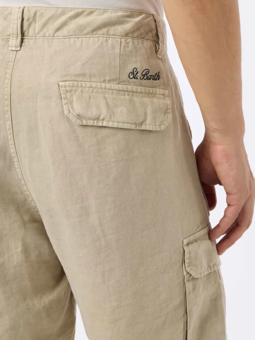 Bermuda da uomo in lino beige Rodi