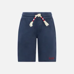 Bermuda in felpa blu da bambino con tasca
