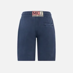 Bermuda in felpa blu da bambino con tasca