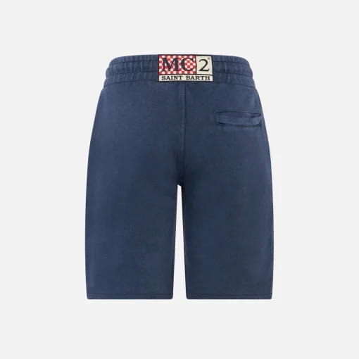 Bermuda in felpa blu da bambino con tasca