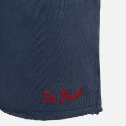 Bermuda in felpa blu da bambino con tasca