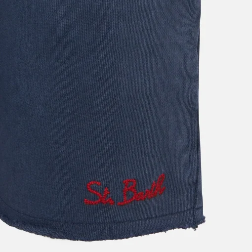 Bermuda in felpa blu da bambino con tasca