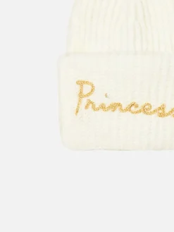 Berretto da bambina garzato e ultra morbido con ricamo Princess