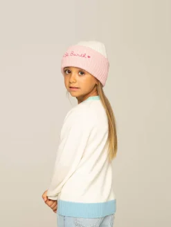 Berretto da bambina in maglia con ricamo St. Barth