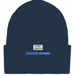 Berretto da bambino blu a coste con ricamo Coccole nuvole | EDIZIONE SPECIALE COCCOLEBIMBI