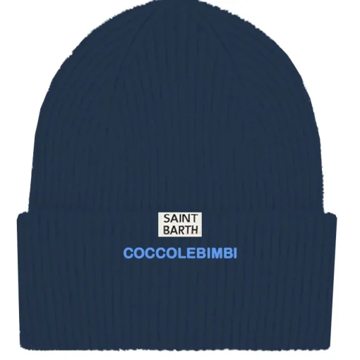 Berretto da bambino blu a coste con ricamo Coccole nuvole | EDIZIONE SPECIALE COCCOLEBIMBI