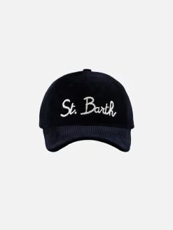Berretto da baseball in velluto a coste con ricamo St. Barth