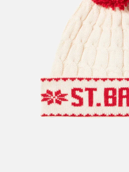 Berretto da donna bianco con pompon