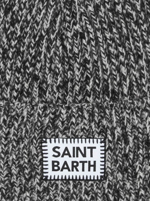 Berretto da donna bianco mouliné con ricamo Saint Barth