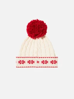 Berretto da donna bianco con pompon