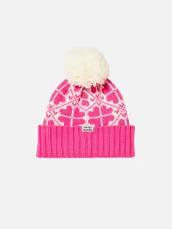 Berretto da donna rosa fluo con fantasia