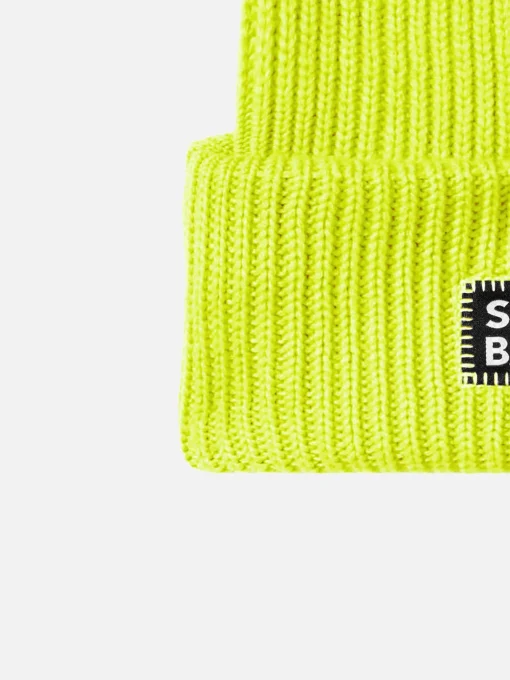 Berretto da uomo in maglia giallo fluo