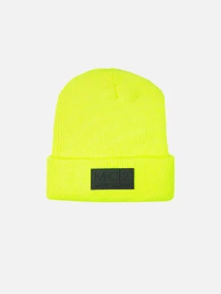 Berretto giallo fluo in maglia