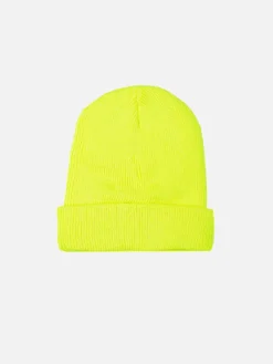 Berretto giallo fluo in maglia
