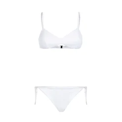 Bikini a bralette a costine bianco
