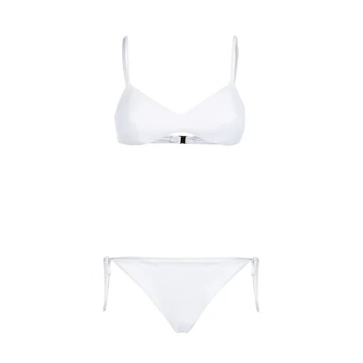 Bikini a bralette a costine bianco