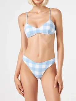 Bikini a bralette a quadretti con slip da bagno sgambato