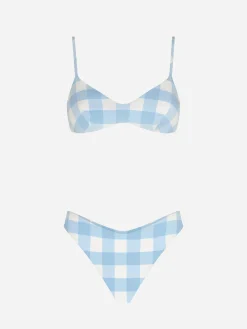 Bikini a bralette a quadretti con slip da bagno sgambato