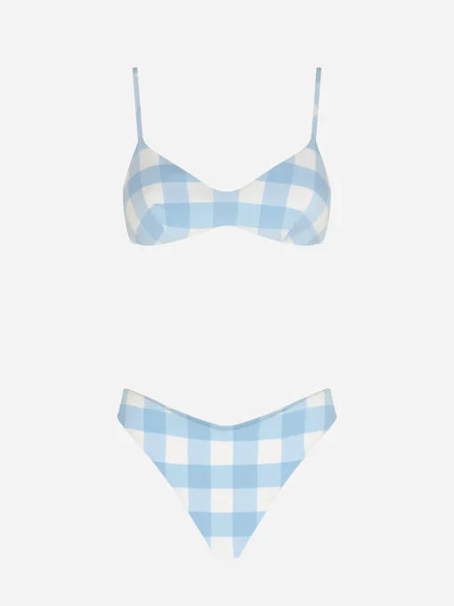 Bikini a bralette a quadretti con slip da bagno sgambato