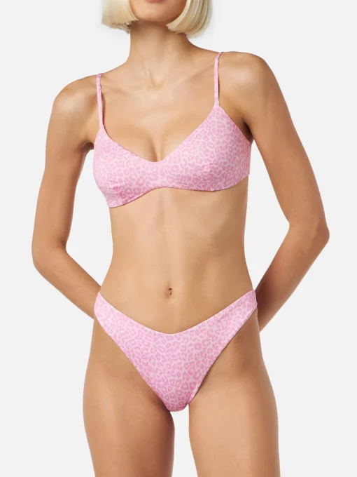 Bikini a bralette con stampa animalier