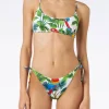 Bikini a bralette con stampa pappagallo
