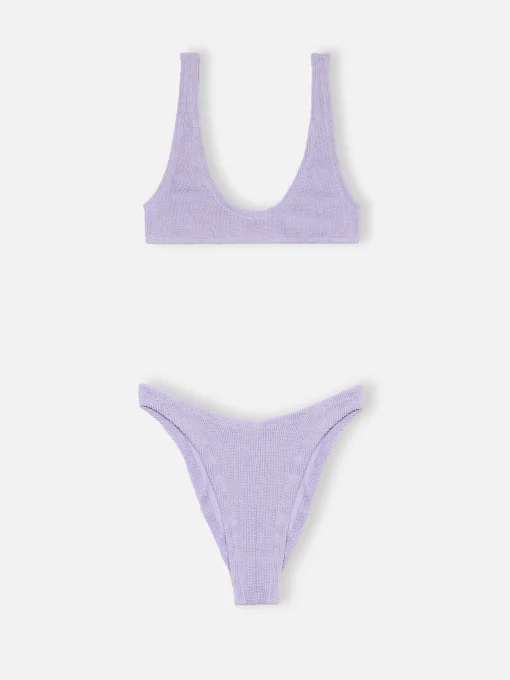 Bikini a bralette da donna lilla lurex micro crinkle Pamy Elise