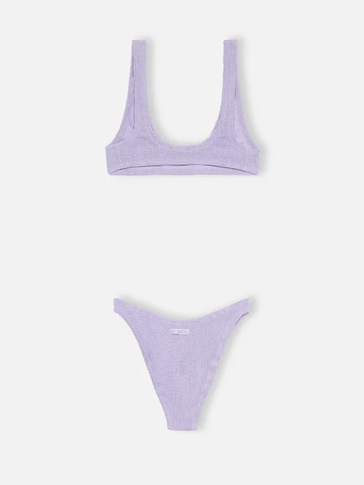 Bikini a bralette da donna lilla lurex micro crinkle Pamy Elise