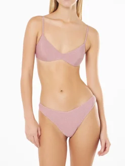 Bikini a bralette in lurex rosa