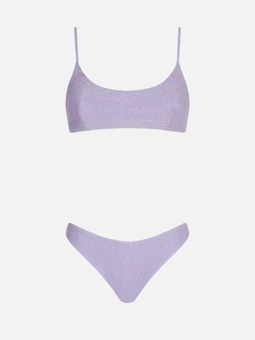 Bikini a bralette lurex lilla
