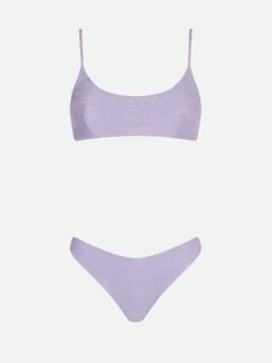 Bikini a bralette lurex lilla