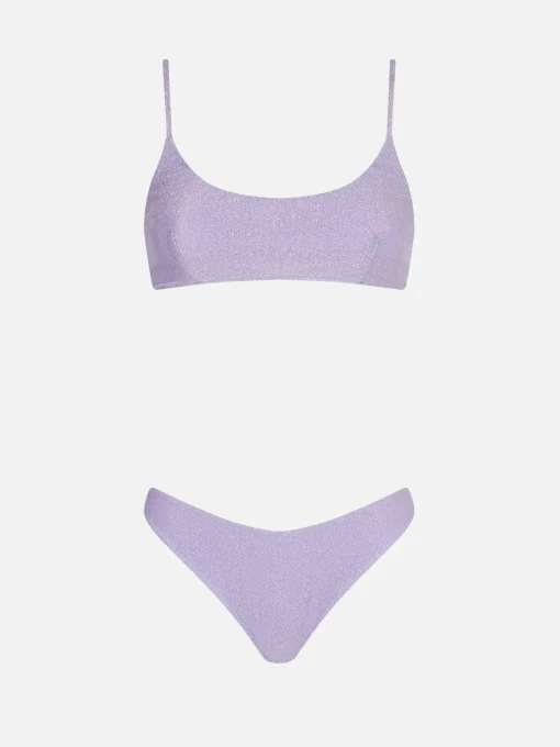 Bikini a bralette lurex lilla