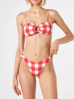 Bikini a bralette vichy con anelli