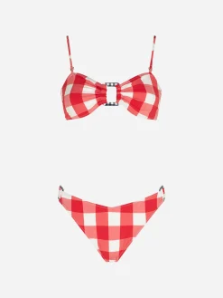 Bikini a bralette vichy con anelli