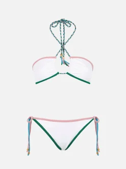 Bikini a fascia a costine con bordi in lurex