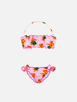 Bikini a fascia da bambina con stampa orso hawaiano