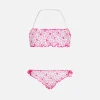 Bikini a fascia da bambina con ricamo margherite