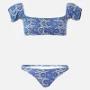 Bikini a fascia in denim floreale