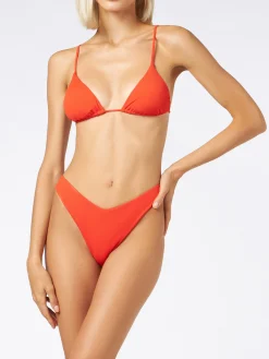 Bikini a triangolo a costine arancione