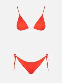 Bikini a triangolo a costine arancione