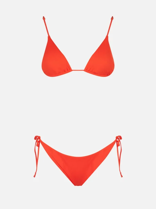 Bikini a triangolo a costine arancione