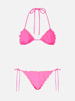 Bikini a triangolo classico rosa fluo da donna Sagittarius Miami