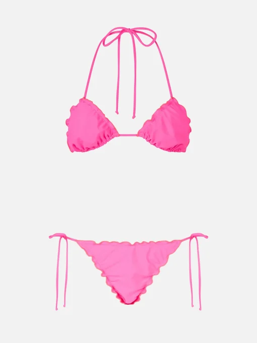 Bikini a triangolo classico rosa fluo da donna Sagittarius Miami