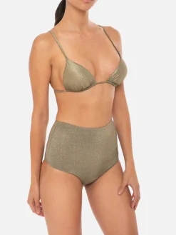 Bikini a triangolo in lurex dorato