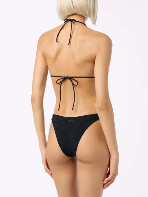 Bikini a triangolo nero crinkle da donna Guiana Elise