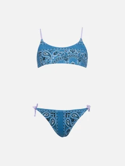 Bikini bralette da bambina in denim con bandana Jaiden